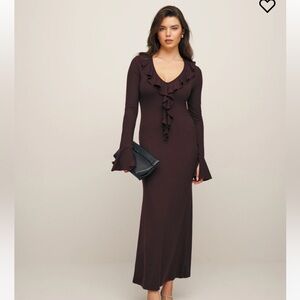 Reformation Jovie Knit Dress in Mole brown size XL